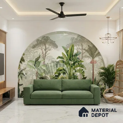 Tropical Bliss Wall Mural Wallpaper with Lush Plants and Exotic Details | WP 05281 B Non Woven | 150 GSM WP01MTF Paper | (MOQ = 30 Sq. Ft.)