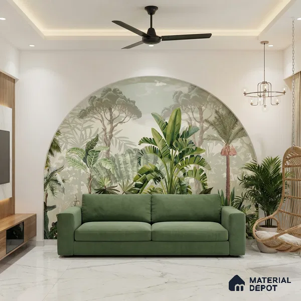 Tropical Bliss Wall Mural Wallpaper with Lush Plants and Exotic Details | WP 05281 B Non Woven | 150 GSM WP01MTF Paper | (MOQ = 30 Sq. Ft.)