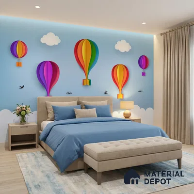 Balloons drifting upward in Sky Wallpaper | WP 05237 B Non Woven | 150 GSM WP01MTF Paper | (MOQ = 30 Sq. Ft.) | Design change not possible