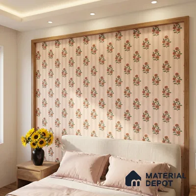 Japanese Orange Bouquet Motif Wallpaper Reflecting Traditional Art and Culture | WP 05265 B Non Woven | 150 GSM WP01MTF Paper | (MOQ = 30 Sq. Ft.)