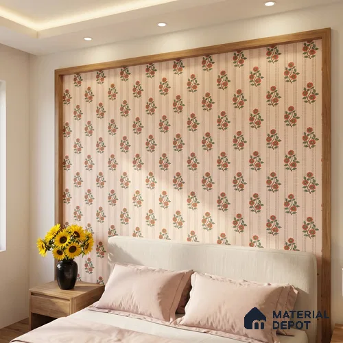 Japanese Orange Bouquet Motif Wallpaper Reflecting Traditional Art and Culture | WP 05265 B Non Woven | 150 GSM WP01MTF Paper | (MOQ = 30 Sq. Ft.)