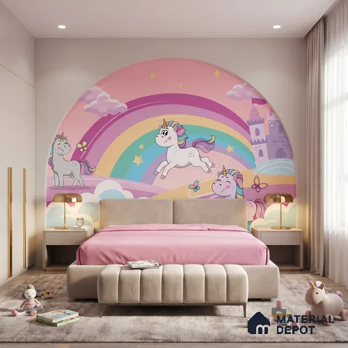 Fantasy Ponies Wallpaper Jumping and Flying Through an Imagination World | WP 05241 B Non Woven | 150 GSM WP01MTF Paper | (MOQ = 30 Sq. Ft.)
