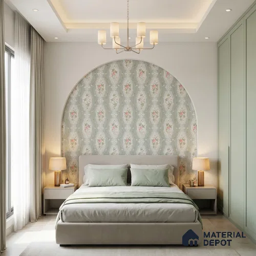 Seamless Elegance of Roses and Lace Borders Wallpaper in Timeless Floral Design | WP 05263 B Non Woven | 150 GSM WP01MTF Paper | (MOQ = 30 Sq. Ft.)