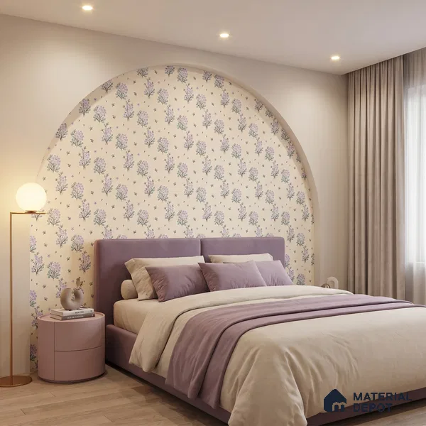 WP 05266 | Ivory Grey Diagonal Sprigs Customized Floral Wallpaper - Canvas