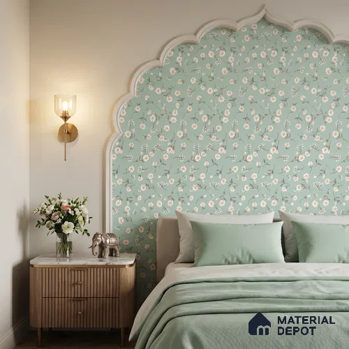 Sweet Bloom Textile Illustration Wallpaper Featuring Playful Cute Floral Motifs | WP 05274 B Non Woven | 150 GSM WP01MTF Paper | (MOQ = 30 Sq. Ft.)