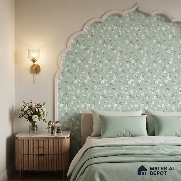 Sweet Bloom Textile Illustration Wallpaper Featuring Playful Cute Floral Motifs | WP 05274 B Non Woven | 150 GSM WP01MTF Paper | (MOQ = 30 Sq. Ft.)