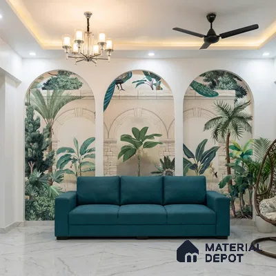 Traditional Mughal Wall Mural Wallpaper of Tropical Plants Birds and Peacock | WP 05283 B Non Woven | 150 GSM WP01MTF Paper | (MOQ = 30 Sq. Ft.)