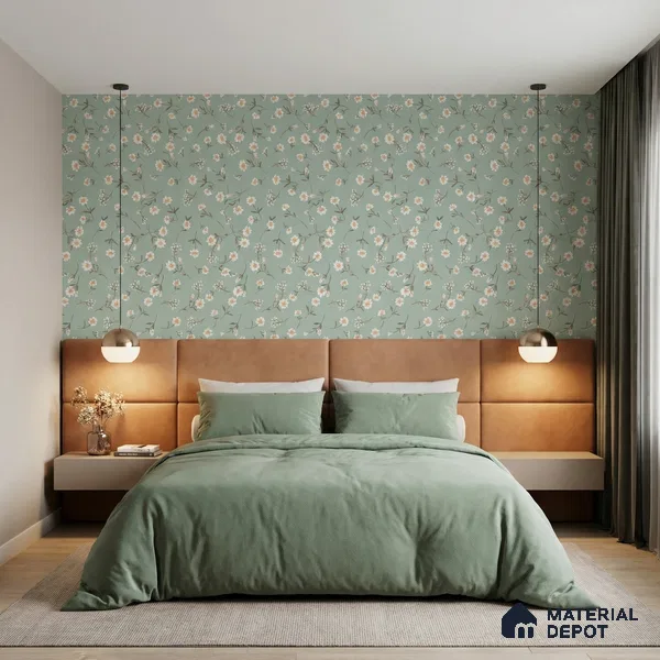 Sweet Bloom Textile Illustration Wallpaper Featuring Playful Cute Floral Motifs | WP 05274 B Non Woven | 150 GSM WP01MTF Paper | (MOQ = 30 Sq. Ft.)