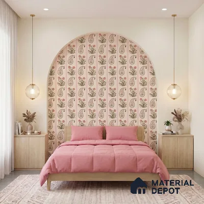 Vector Harmony of Hand-Drawn Geometric Flowers Wallpaper in Seamless Arrangement | WP 05271 Canvas | 250 GSM WP01CNF Paper | (MOQ = 30 Sq. Ft.)