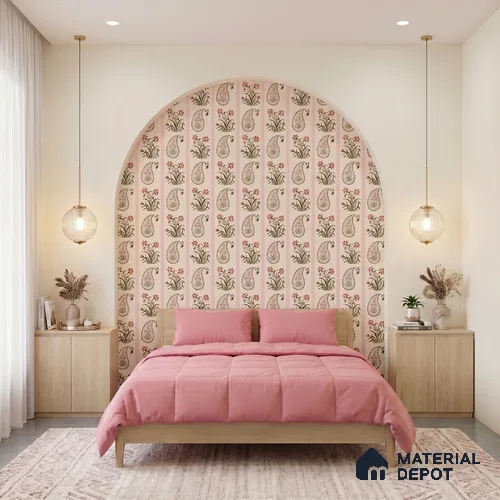 Vector Harmony of Hand-Drawn Geometric Flowers Wallpaper in Seamless Arrangement | WP 05271 Canvas | 250 GSM WP01CNF Paper | (MOQ = 30 Sq. Ft.)