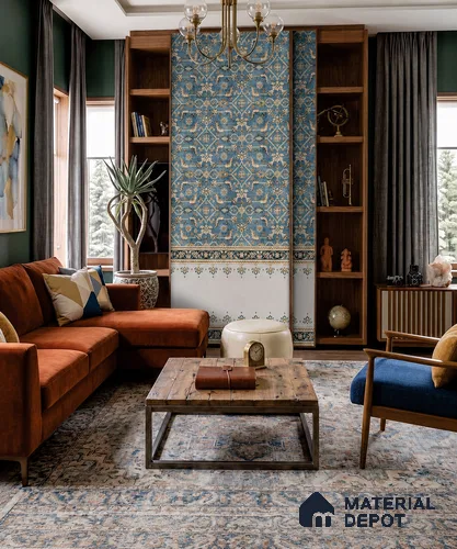 Rustic Kilim LM 25885 8 ft x 4 ft Texture Finish Digital Laminate - 1 mm | Suitable for Bedroom, Feature Wall, Wardrobe