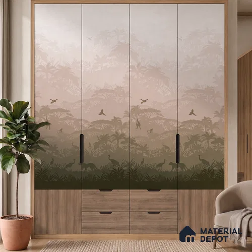 Jungle Haze LM 25895 8 ft x 4 ft Texture Finish Digital Laminate - 1 mm | Suitable for Bedroom, Feature Wall, Wardrobe