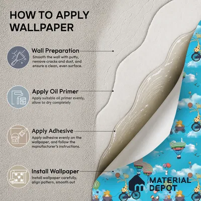 KD4001-4 | Sky Blue Hot Air Balloon Parade Non Woven Kids Room Wallpaper - 10 Meter x 21 Inches, 57.41 Sq. Ft. (Min. 15% Wastage)