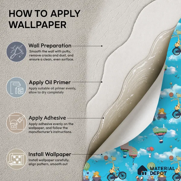 KD4001-4 | Sky Blue Hot Air Balloon Parade Non Woven Kids Room Wallpaper - 10 Meter x 21 Inches, 57.41 Sq. Ft. (Min. 15% Wastage)