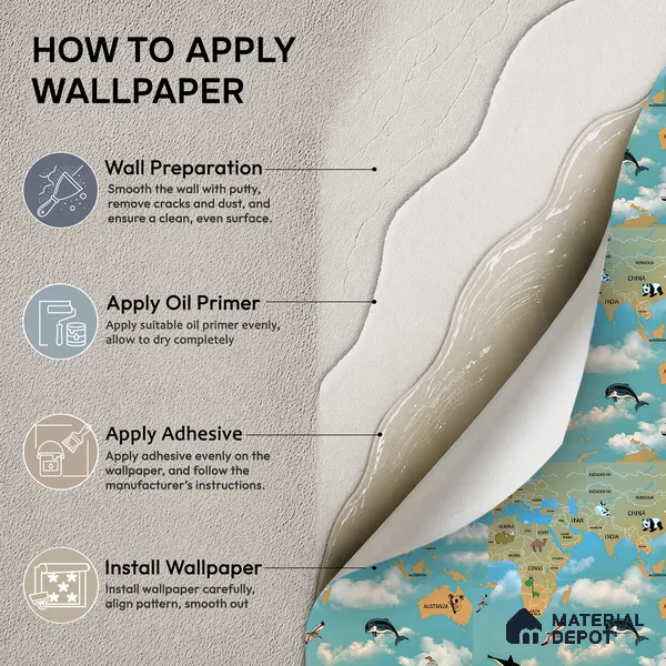 KD4070-4 | 10 Meter x 21 Inches Map Look Wallpaper - 57.41 Sq. Ft. | Minimum 15% wastage during installation