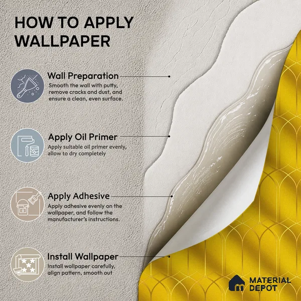 WK25-2543 | Golden Yellow Art Deco Arch Patterned Wallpaper - 10 Meter x 21 Inches, 57.41 Sq. Ft. (Min. 15% Wastage)