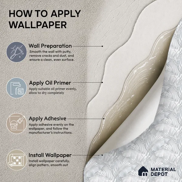 AA100208 | Grey Palm Leaf PVC Floral Wallpaper - 9.5 Meter x 21 Inch, 55 Sq. Ft. (Min. 15% Wastage)
