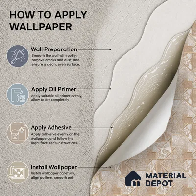 AA100405 | Beige & Gold Fragmented Marble Leaf Panel PVC Patterned Wallpaper - 9.5 Meter x 21 Inch, 55 Sq. Ft. (Min. 15% Wastage)