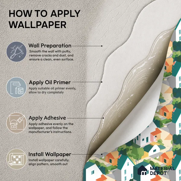5172-1 | Multicolour Village Houses Kids Look Wallpaper 4 Meter x 42 Inches - 45.94 Sq. Ft. | Minimum 15% wastage during installation