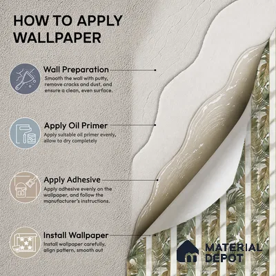 170-11 | Olive Palm Marble Panel Floral Wallpaper - 9.6 Meter x 20.87 Inches, 54.77 Sq. Ft. (Min. 15% Wastage)