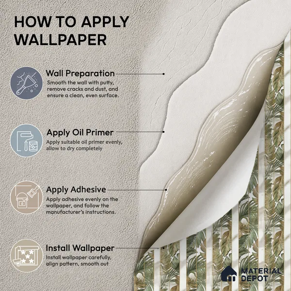 170-11 | Olive Palm Marble Panel Floral Wallpaper - 9.6 Meter x 20.87 Inches, 54.77 Sq. Ft. (Min. 15% Wastage)