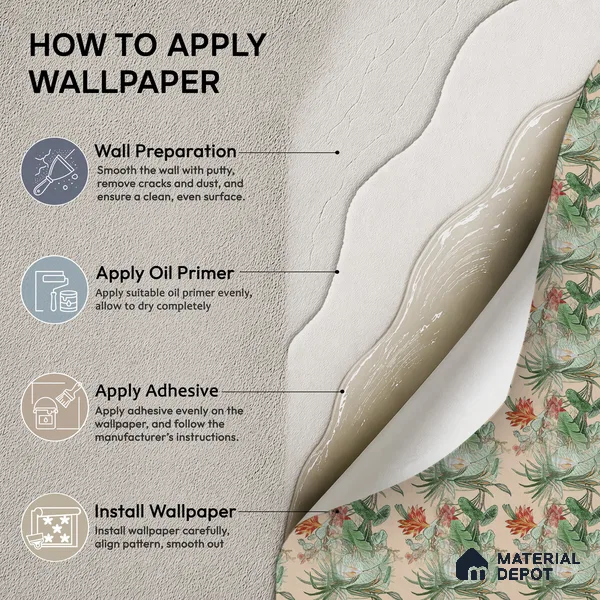 170-32 | Peach Palm Garden Floral Wallpaper - 9.6 Meter x 20.87 Inches, 54.77 Sq. Ft. (Min. 15% Wastage)