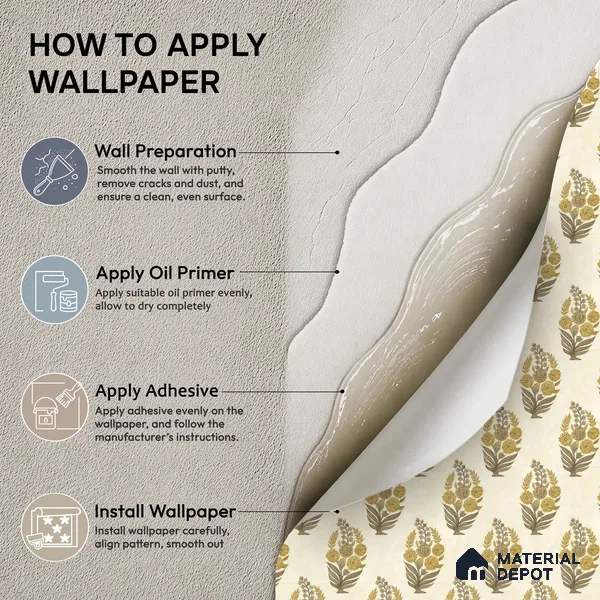 8032 | Cream & Gold Floral Bouquet Motif Patterned Wallpaper - 10 Meter x 21 Inches, 57.41 Sq. Ft.