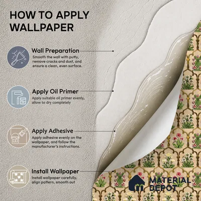 8049 | Tan Flower Trellis Floral Wallpaper - 10 Meter x 21 Inches, 57.41 Sq. Ft.
