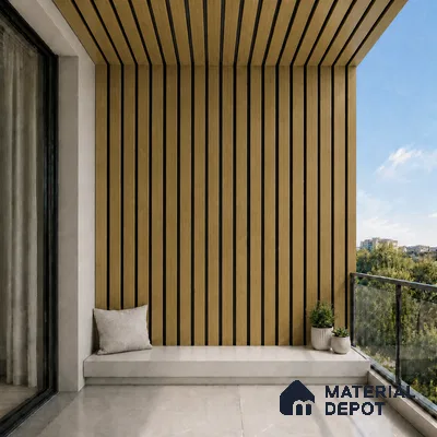 Spiced Walnut 10 ft x 0.5 ft (3060x150 mm) Dual Tone Linea Design Interior & Exterior Wall & Ceiling Panel - 15 mm | Suitable for Balcony, Facade & Open Area | Width is Subjected to 5% Variation