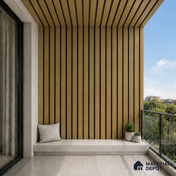 Spiced Walnut 10 ft x 0.5 ft (3060x150 mm) Dual Tone Linea Design Interior & Exterior Wall & Ceiling Panel - 15 mm | Suitable for Balcony, Facade & Open Area | Width is Subjected to 5% Variation