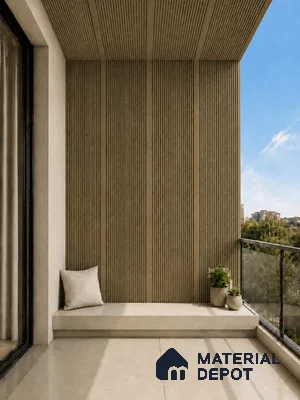 Spiced Walnut 10 ft x 0.68 ft (3060x208 mm) Curve Design Interior & Exterior Wall & Ceiling Panel - 10 mm | Suitable for Balcony, Facade & Open Area | Width is Subjected to 5% Variation