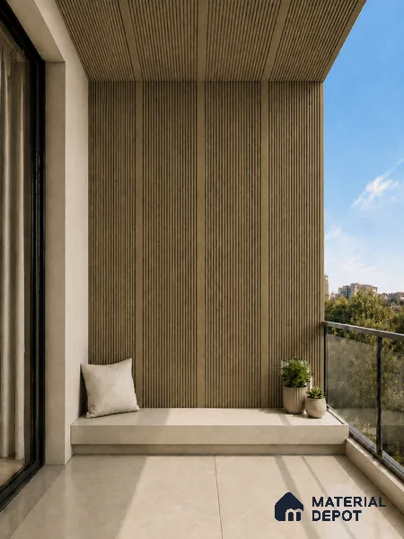 Spiced Walnut 10 ft x 0.68 ft (3060x208 mm) Curve Design Interior & Exterior Wall & Ceiling Panel - 10 mm | Suitable for Balcony, Facade & Open Area | Width is Subjected to 5% Variation