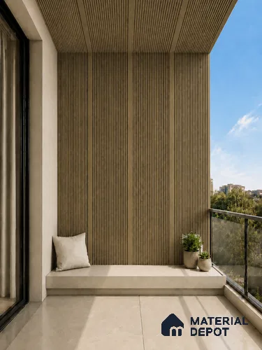 Spiced Walnut 10 ft x 0.68 ft (3060x208 mm) Curve Design Interior & Exterior Wall & Ceiling Panel - 10 mm | Suitable for Balcony, Facade & Open Area | Width is Subjected to 5% Variation