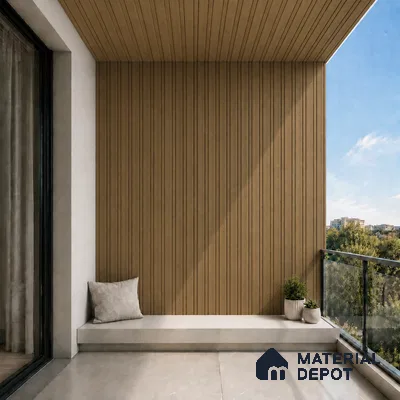 Spiced Walnut 10 ft x 0.5 ft (3060x150 mm) Linea Design Interior & Exterior Wall & Ceiling Panel - 15 mm | Suitable for Balcony, Facade & Open Area | Width is Subjected to 5% Variation
