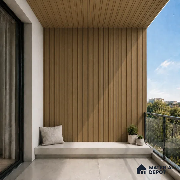 Spiced Walnut 10 ft x 0.5 ft (3060x150 mm) Linea Design Interior & Exterior Wall & Ceiling Panel - 15 mm | Suitable for Balcony, Facade & Open Area | Width is Subjected to 5% Variation