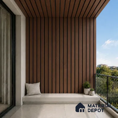 Mahogany 10 ft x 0.5 ft (3060x150 mm) Dual Tone Linea Design Interior & Exterior Wall & Ceiling Panel - 15 mm | Suitable for Balcony, Facade & Open Area | Width is Subjected to 5% Variation