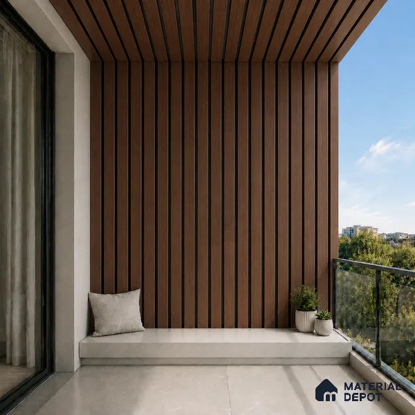 Mahogany 10 ft x 0.5 ft (3060x150 mm) Dual Tone Linea Design Interior & Exterior Wall & Ceiling Panel - 15 mm | Suitable for Balcony, Facade & Open Area | Width is Subjected to 5% Variation