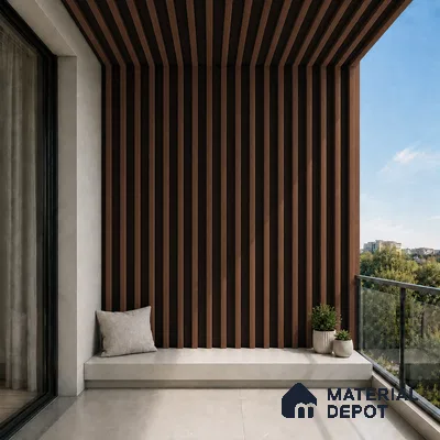 Mahogany 10 ft x 0.6 ft (3060x180 mm) Dual Tone Arch Design Interior & Exterior Wall & Ceiling Panel - 17 mm | Suitable for Balcony, Facade & Open Area | Width is Subjected to 5% Variation