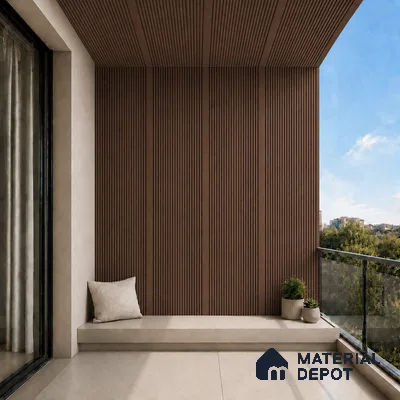 Mahogany 10 ft x 0.68 ft (3060x208 mm) Curve Design Interior & Exterior Wall & Ceiling Panel - 10 mm | Suitable for Balcony, Facade & Open Area | Width is Subjected to 5% Variation