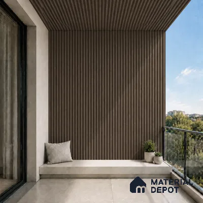 Royal Nut 10 ft x 0.45 ft (3060x140 mm) Pyramid Design Interior & Exterior Wall & Ceiling Panel - 14 mm | Suitable for Balcony, Facade & Open Area | Width is Subjected to 5% Variation