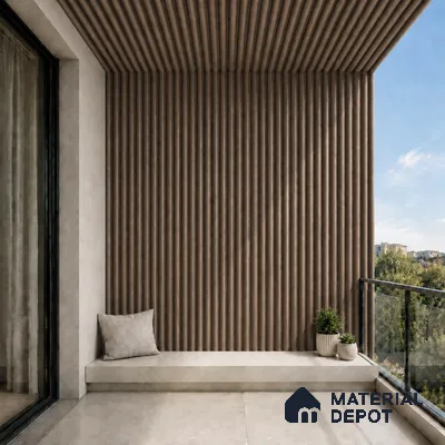 Royal Nut 10 ft x 0.6 ft (3060x180 mm) Arch Design Interior & Exterior Wall & Ceiling Panel - 17 mm | Suitable for Balcony, Facade & Open Area | Width is Subjected to 5% Variation