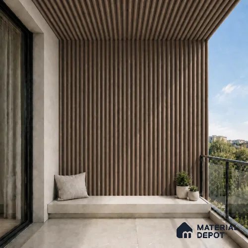 Royal Nut 10 ft x 0.6 ft (3060x180 mm) Arch Design Interior & Exterior Wall & Ceiling Panel - 17 mm | Suitable for Balcony, Facade & Open Area | Width is Subjected to 5% Variation