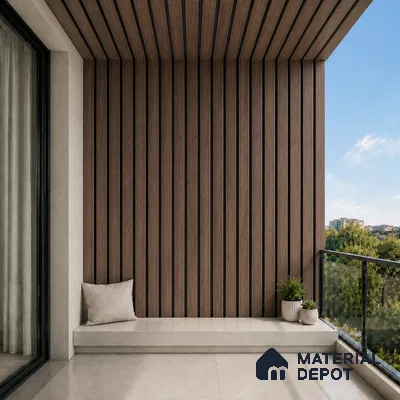 Royal Nut 10 ft x 0.5 ft (3060x150 mm) Dual Tone Linea Design Interior & Exterior Wall & Ceiling Panel - 15 mm | Suitable for Balcony, Facade & Open Area | Width is Subjected to 5% Variation