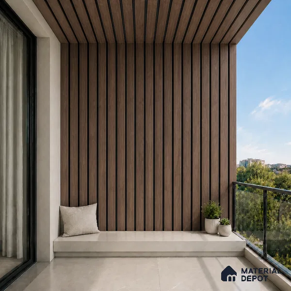 Royal Nut 10 ft x 0.5 ft (3060x150 mm) Dual Tone Linea Design Interior & Exterior Wall & Ceiling Panel - 15 mm | Suitable for Balcony, Facade & Open Area | Width is Subjected to 5% Variation
