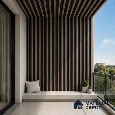 Royal Nut 10 ft x 0.6 ft (3060x180 mm) Dual Tone Arch Design Interior & Exterior Wall & Ceiling Panel - 17 mm | Suitable for Balcony, Facade & Open Area | Width is Subjected to 5% Variation