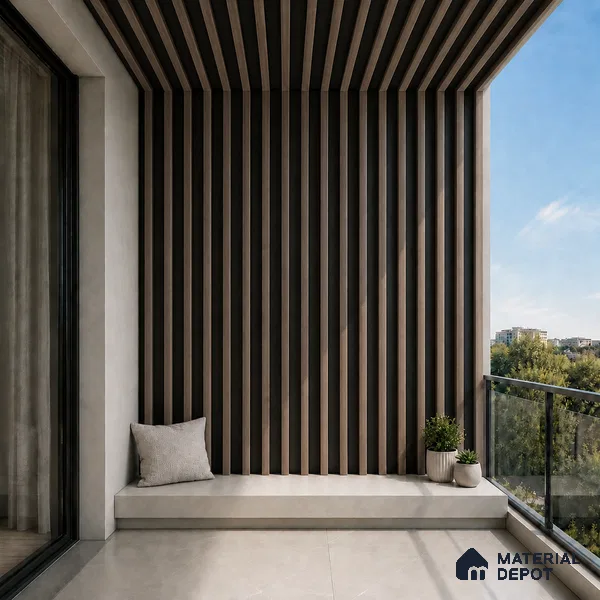 Royal Nut 10 ft x 0.6 ft (3060x180 mm) Dual Tone Arch Design Interior & Exterior Wall & Ceiling Panel - 17 mm | Suitable for Balcony, Facade & Open Area | Width is Subjected to 5% Variation