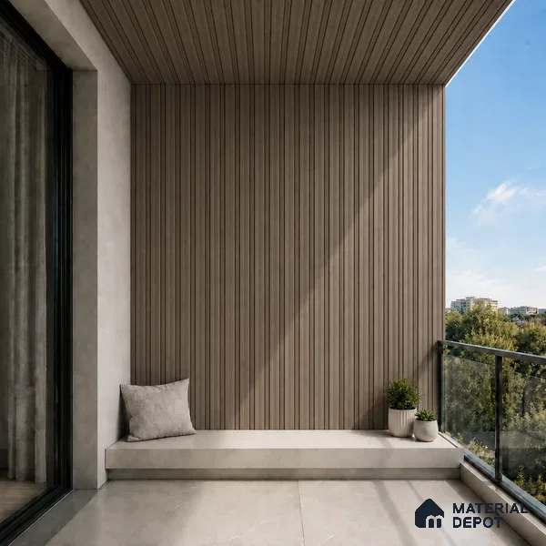 Royal Nut 10 ft x 0.5 ft (3060x150 mm) Linea Design Interior & Exterior Wall & Ceiling Panel - 15 mm | Suitable for Balcony, Facade & Open Area | Width is Subjected to 5% Variation