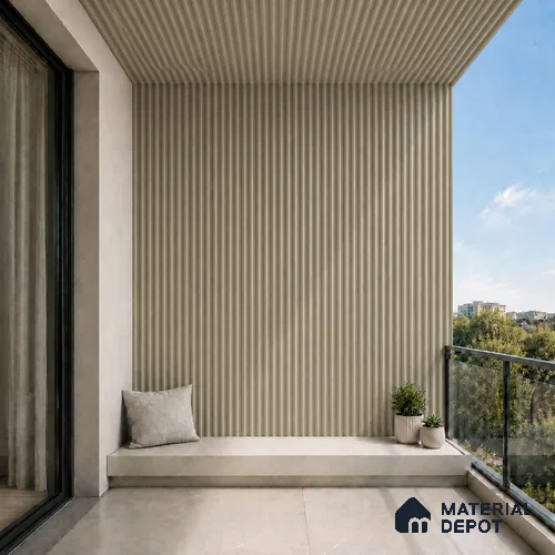 Gold 10 ft x 0.45 ft (3060x140 mm) Pyramid Design Interior & Exterior Wall & Ceiling Panel - 14 mm | Suitable for Balcony, Facade & Open Area | Width is Subjected to 5% Variation