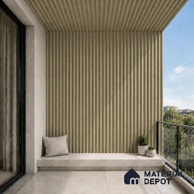 Gold 10 ft x 0.6 ft (3060x180 mm) Arch Design Interior & Exterior Wall & Ceiling Panel - 17 mm | Suitable for Balcony, Facade & Open Area | Width is Subjected to 5% Variation