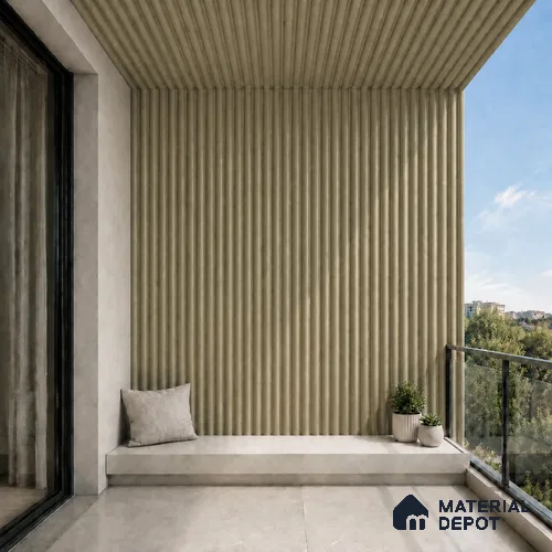 Gold 10 ft x 0.6 ft (3060x180 mm) Arch Design Interior & Exterior Wall & Ceiling Panel - 17 mm | Suitable for Balcony, Facade & Open Area | Width is Subjected to 5% Variation